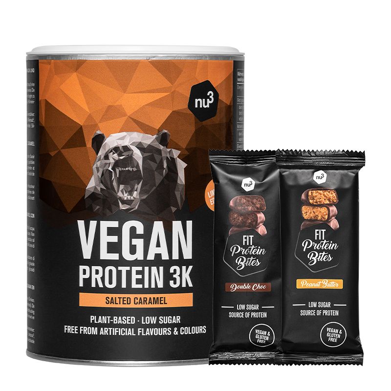 Nu Vegan Protein K Shake Salted Caramel Fit Protein Bites Peanut Butter Fit Protein Bites