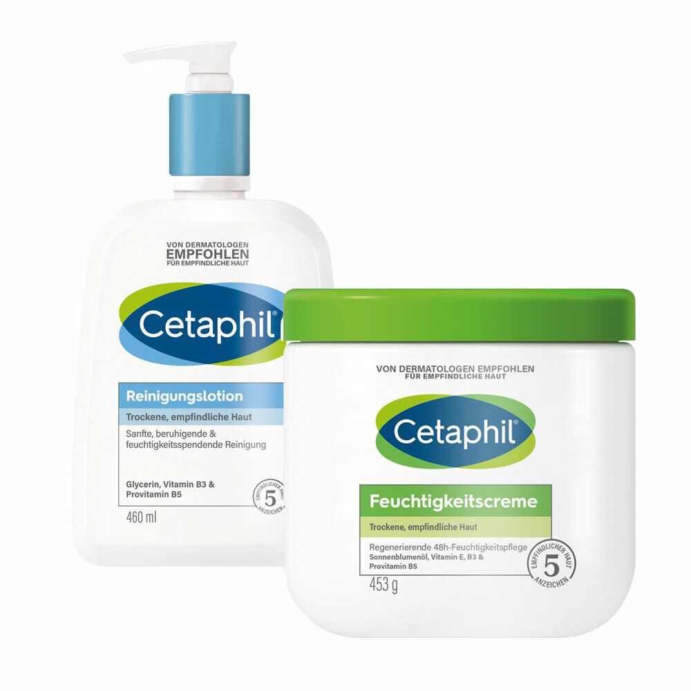 Cetaphil Feuchtigkeitscreme + Cetaphil Reinigungslotion für Körper & Gesicht