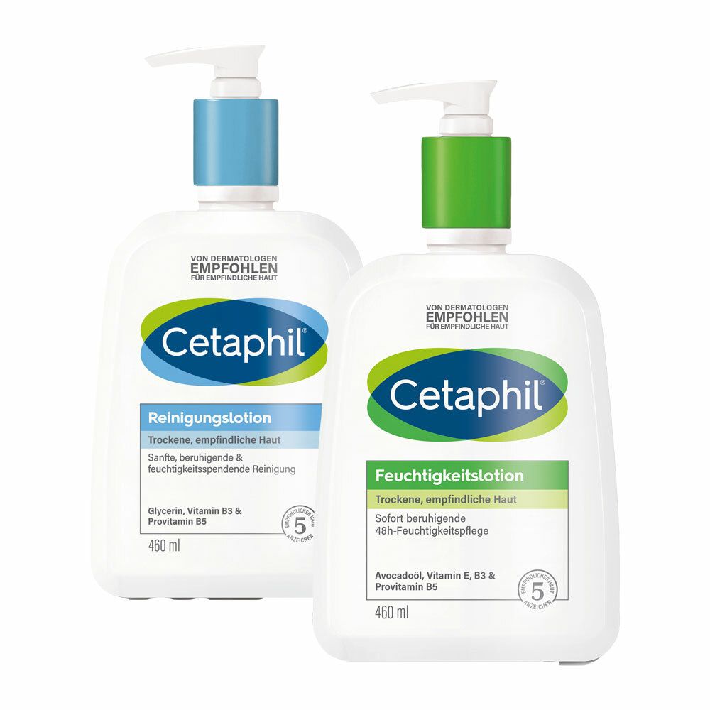 Cetaphil Feuchtigkeitslotion + Cetaphil Reinigungslotion für Körper & Gesicht