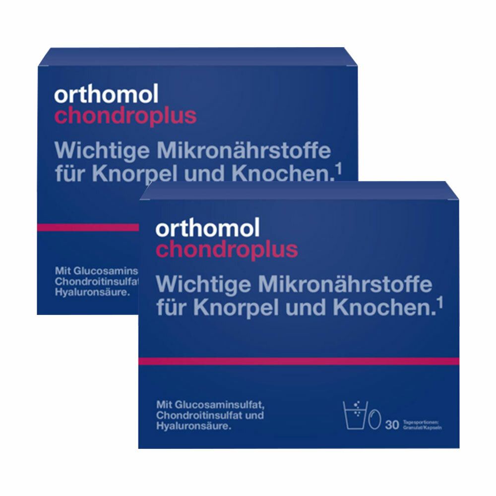 Orthomol chondroplus - Nährstoffe für Knorpel und Knochen - mit Glucosamin, Chondroitinsulfat und Hyaluronsäure - Granulat/Kapseln