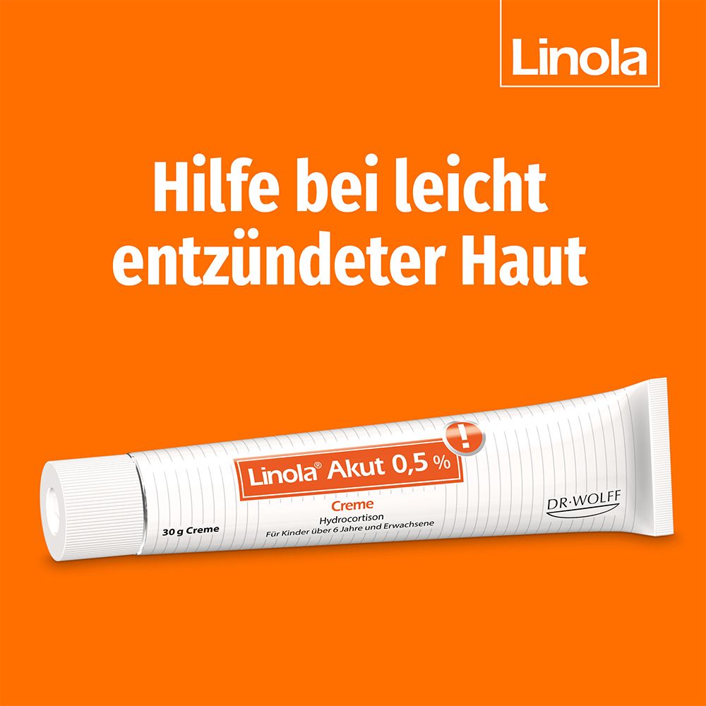 Linola Akut 0,5% - Hydrocortison Creme bei leicht entzündeter Haut, Sonnenbrand oder Mückenstichen