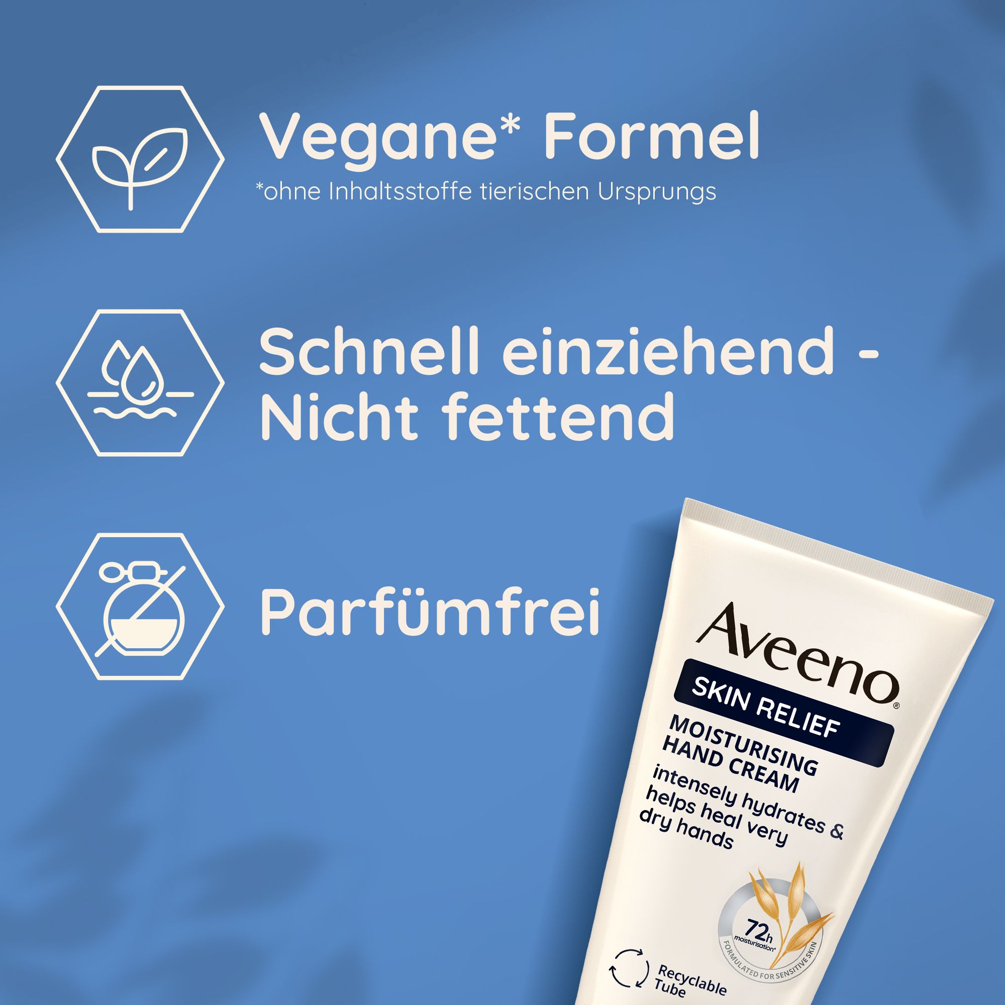 Aveeno Skin Relief feuchtigkeitsspendende Handcreme mit Hafer & Sheabutter für sehr trockene Haut