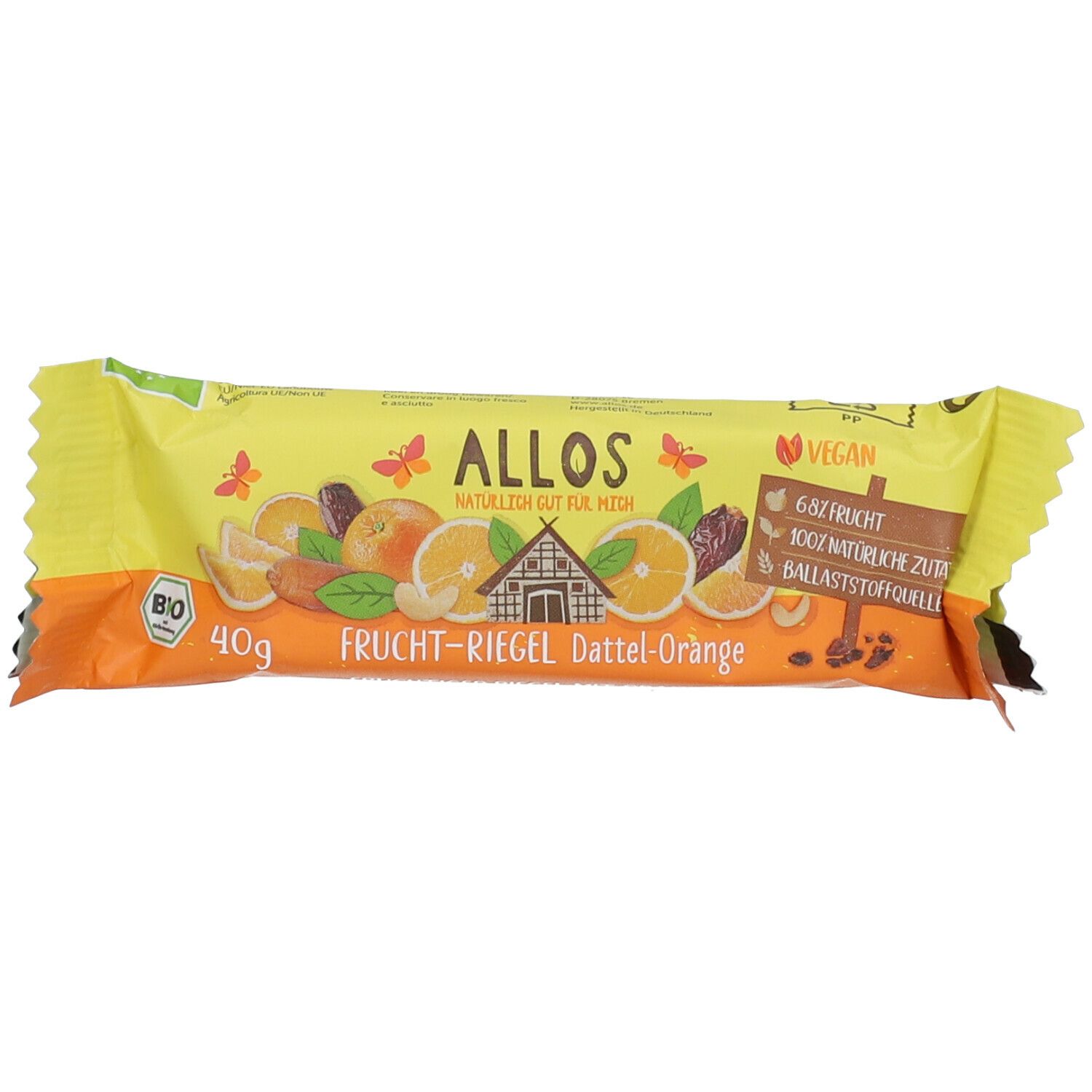 Allos Frucht-Riegel Dattel Orange 40 g Riegel