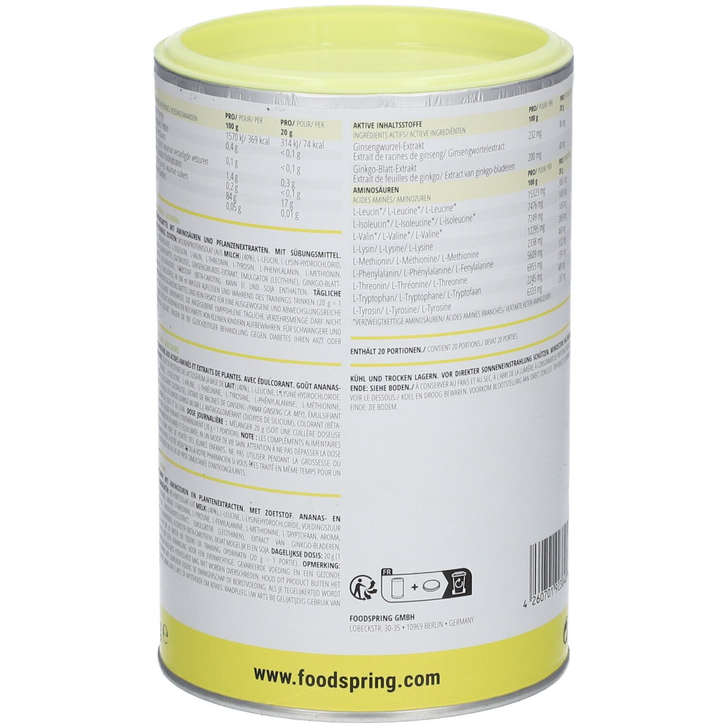 foodspring® Workout Aminos Ananas Minze