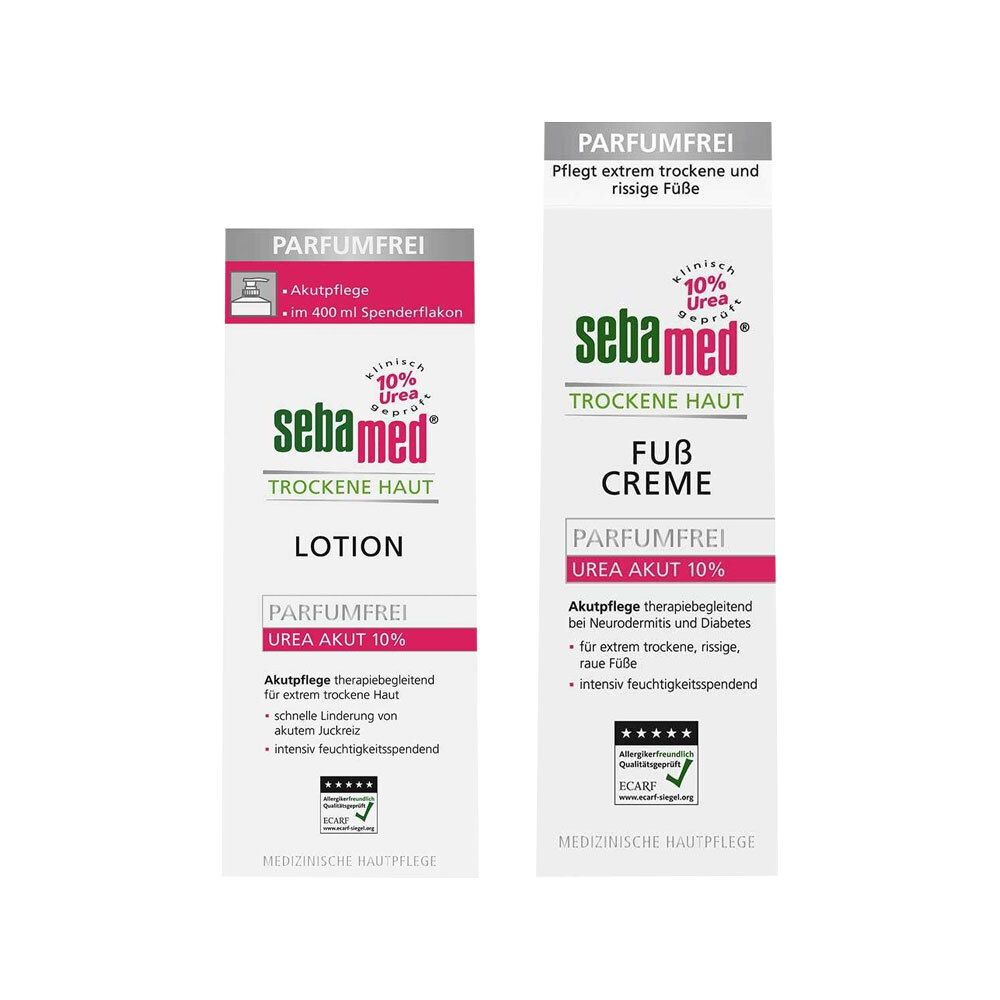 Sebamed® Trockene Haut Parfumfrei Akut Lotion Urea 10% + sebamed® Trockene Haut Fußcreme Parfumfrei Urea 10%