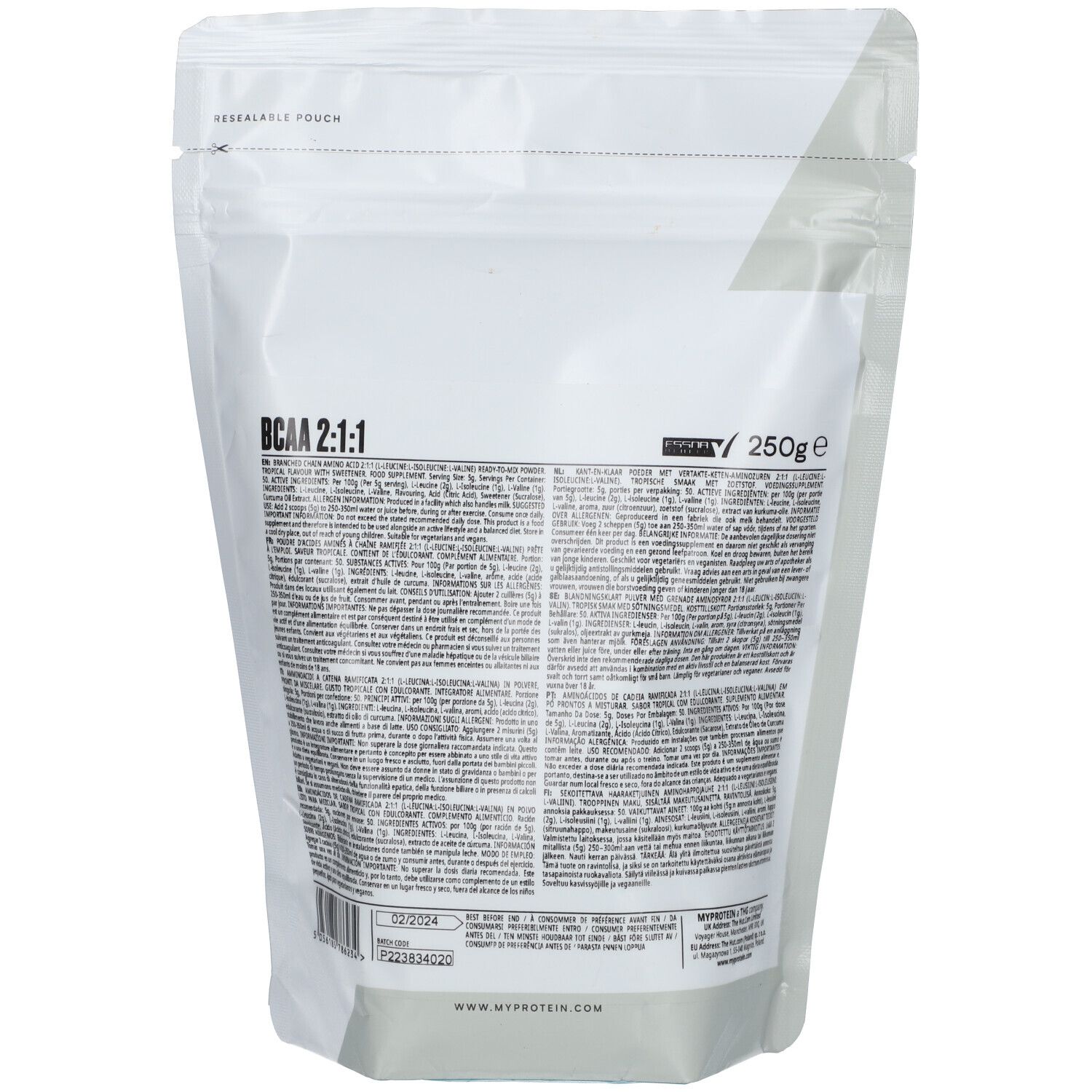 MyProtein Essential Bcaa 2:1:1 (250g) Tropical 250 g Pulver