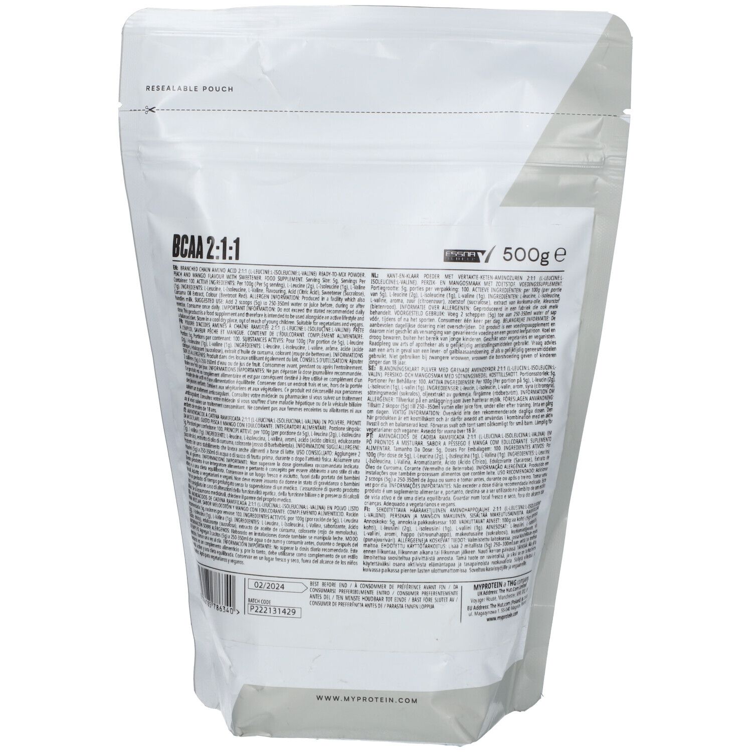 MyProtein BCAA 2:1:1 Peach & Mango