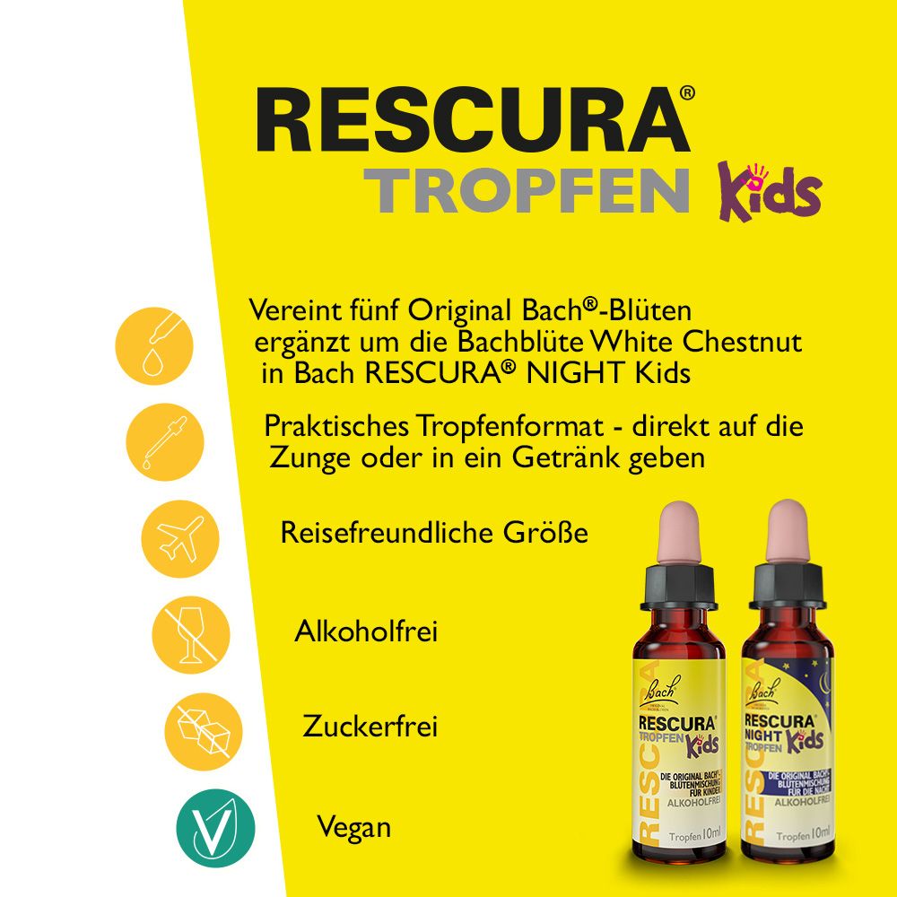 Bachblüten Rescura Tropfen Kids alkoholfrei + Bach® Rescura® Night 2x10 ml