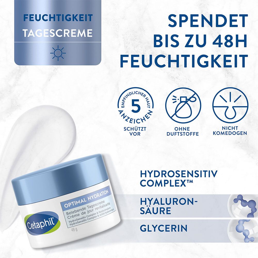 CETAPHIL Optimal Hydration Geschenkset: Tagescreme & Augengel, reduziert Augenringe und spendet der Gesichtshaut 48h Feuchtigkeit, mit Hyaluronsäure