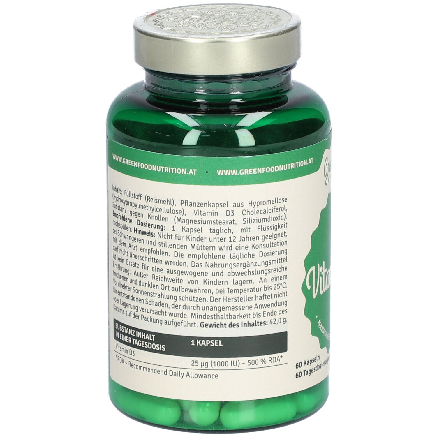 GreenFood Nutrition Vitamin D3 60cps 60 St Kapseln