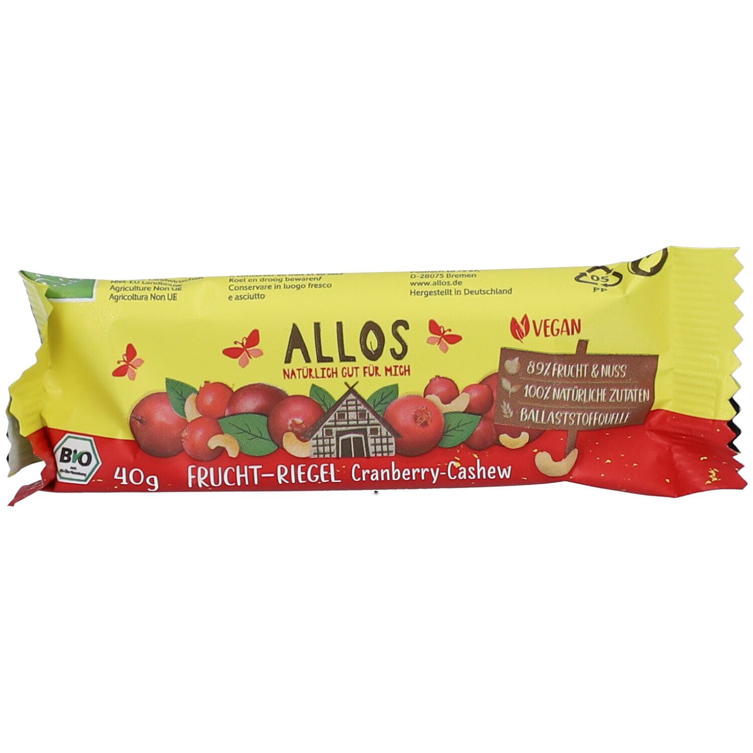 Allos Frucht Riegel Cranberry Cashew 40 g