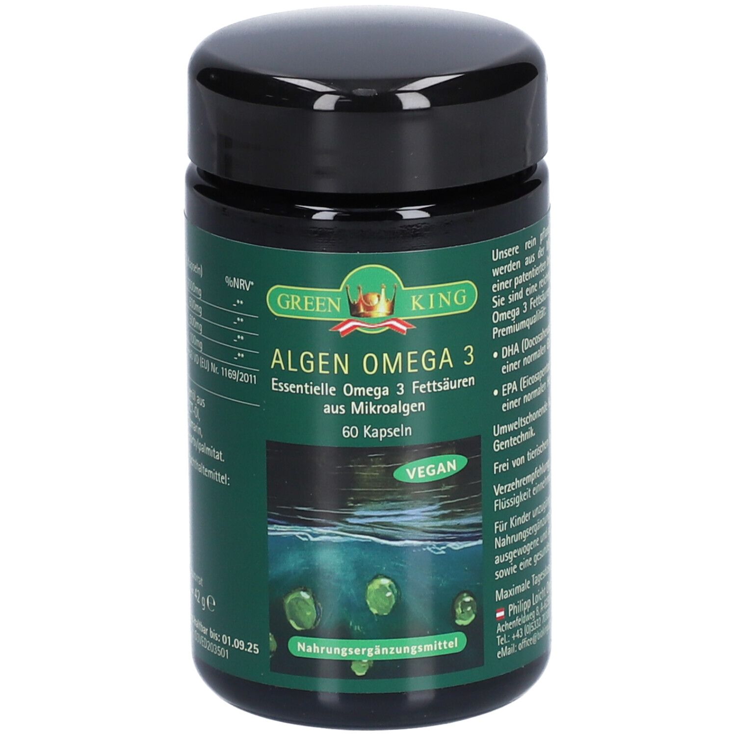 Algen Omega 3, Kapseln Essentielle 3 Fettsäuren aus Mikroalgen 42 g