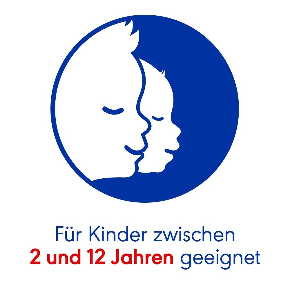 Symbol: Zwei Kindergesichter, geeignet für Kinder von 2 bis 12 Jahren.