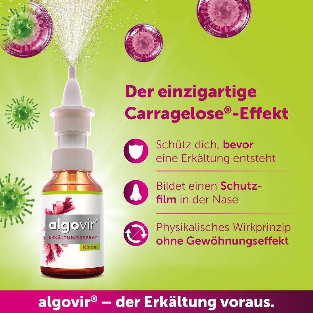 AlgoViron Erkältungsspray mit Carragelose-Effekt, schützt vor Erkältung.