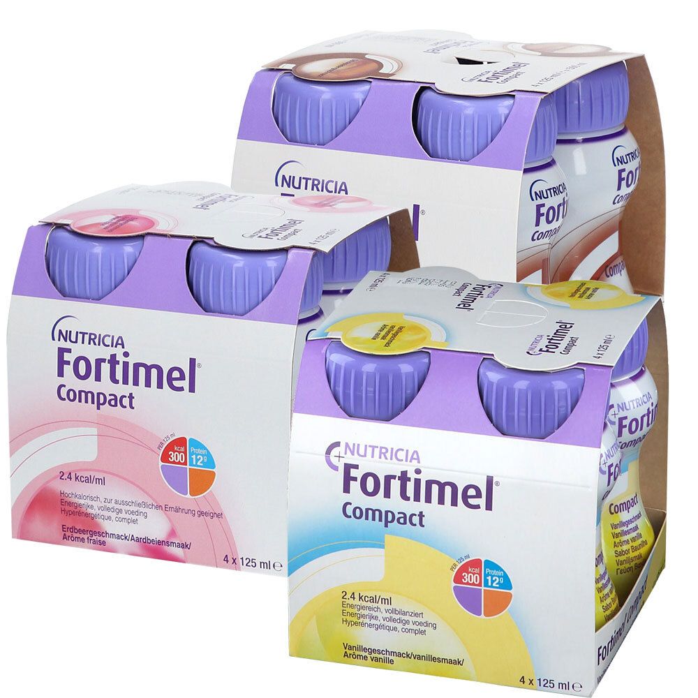 Fortimel® Compact 2.4 Trinknahrung Vanille + Erdbeere + Schokolade