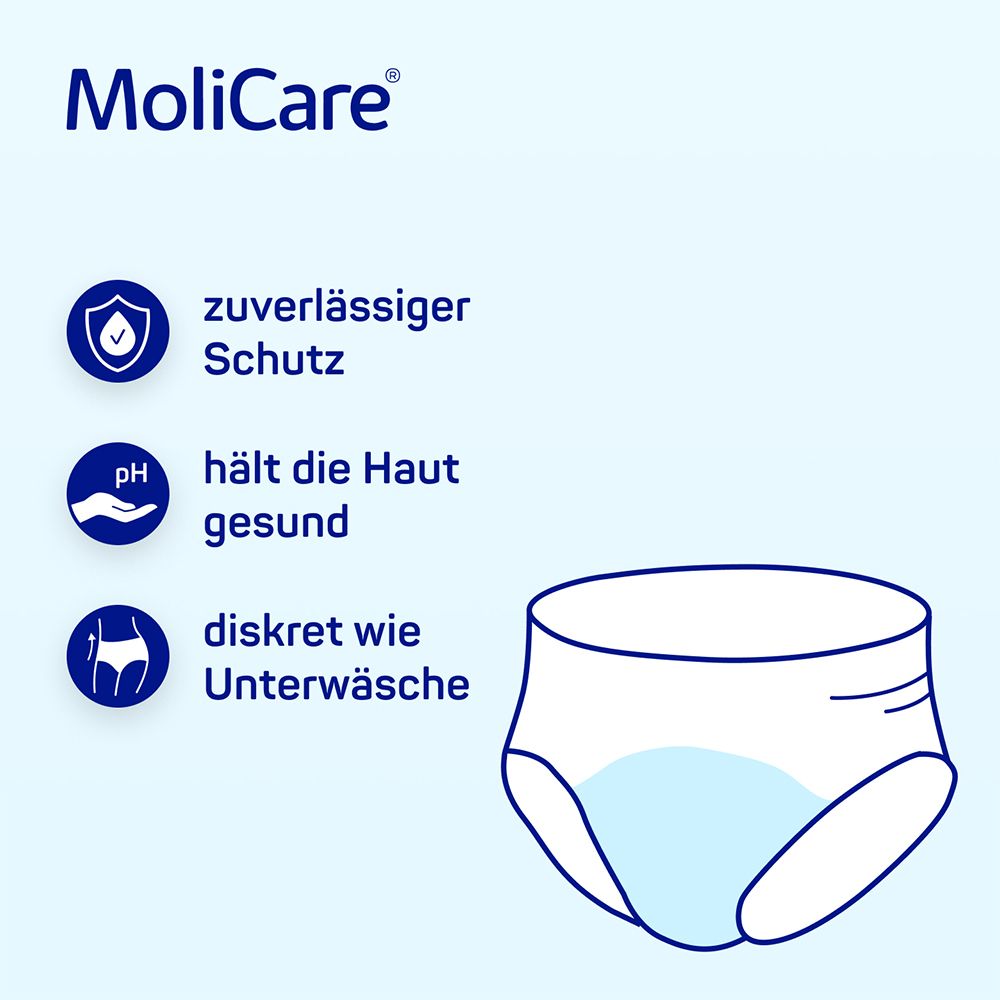 MoliCare Pants Day Inkontinenzhosen: diskreter Schutz am Tag bei mittlerer Inkontinenz, Gr. M (80-120cm Hüftumfang)