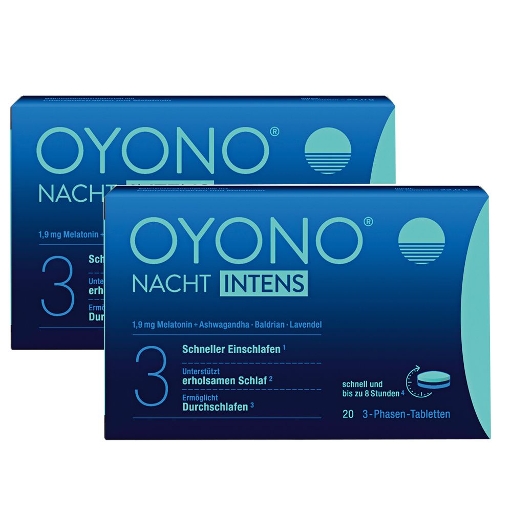 OYONO® Nacht Intens mit 1,9mg Melatonin und Ashwagandha, Baldrian, Lavendel