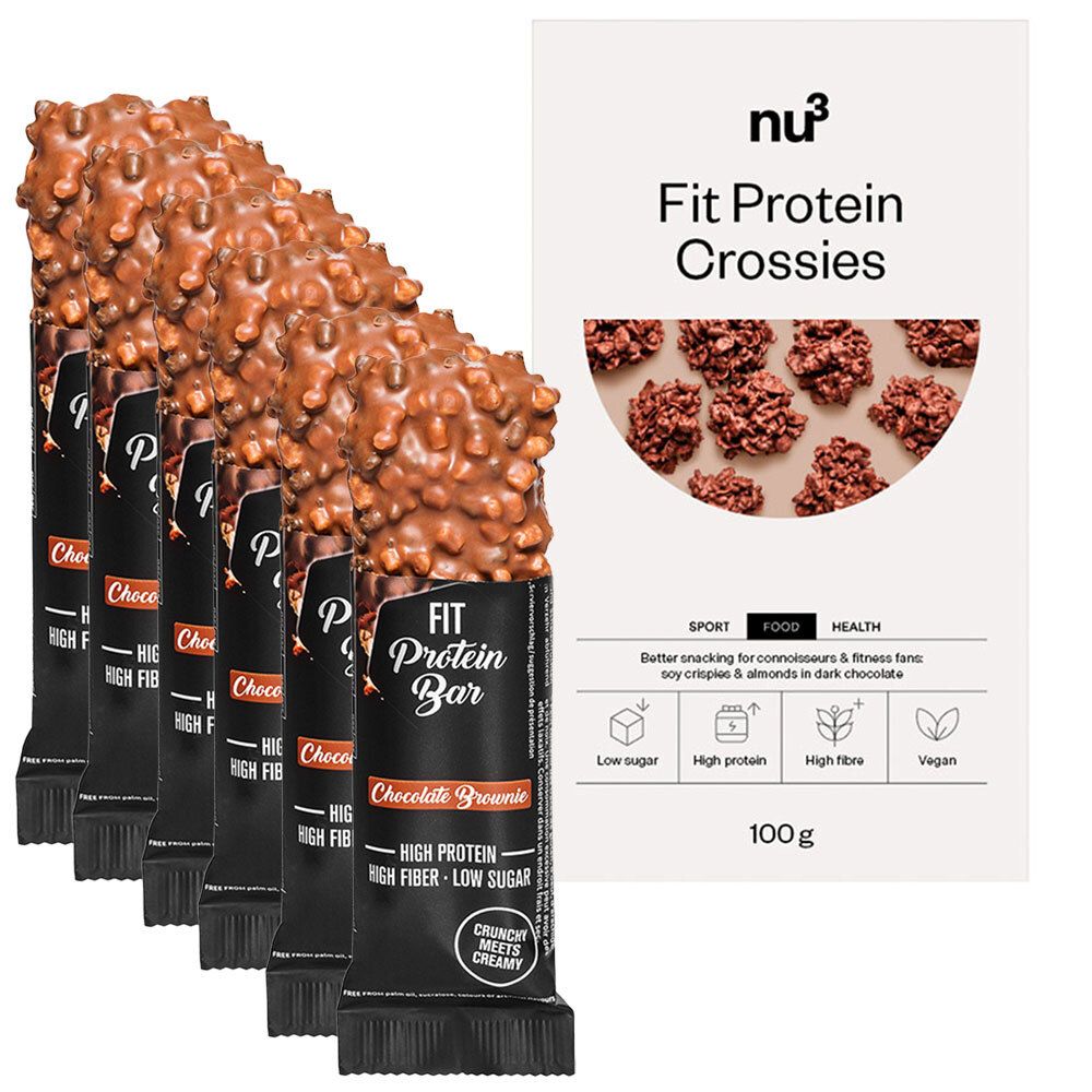 NU3 Set 6 x nu3 Fit Protein Bar, Chocolate Brownie + nu3 Fit Protein Crossies