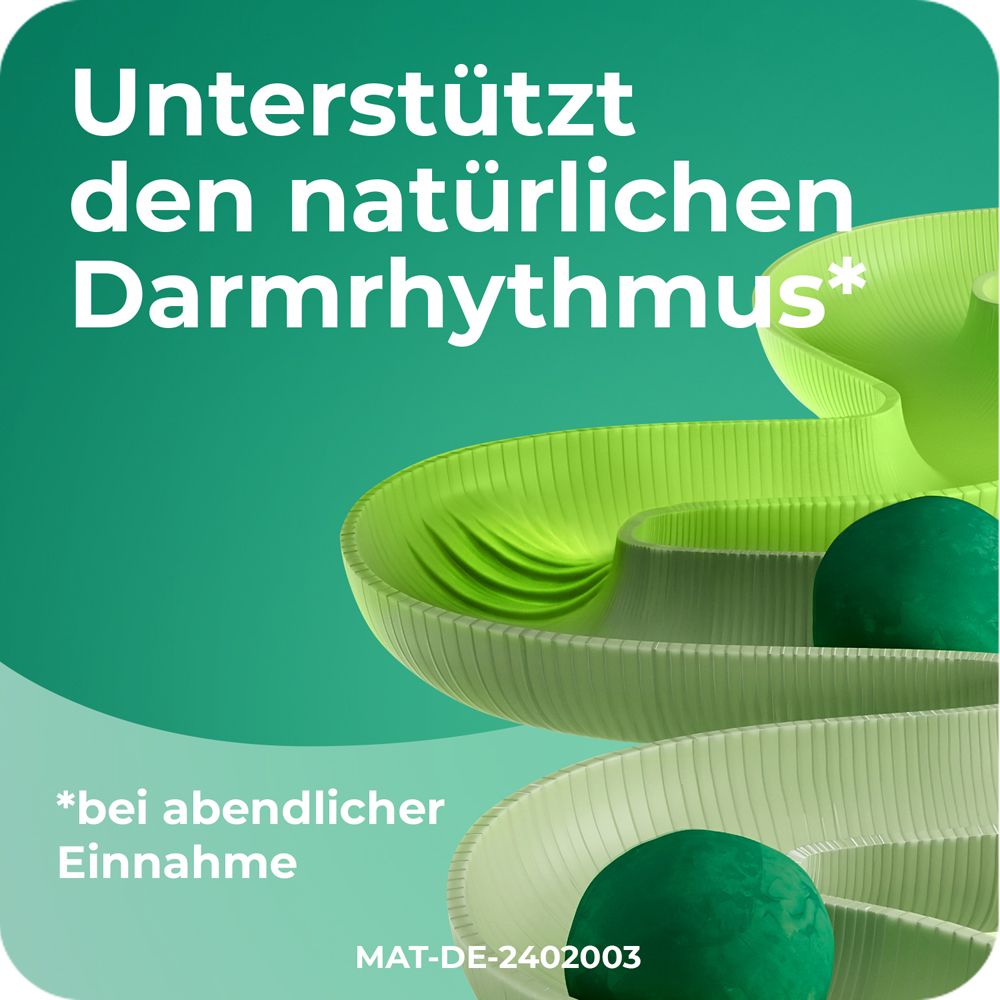 Grafische Darstellung des Darms. Text: Unterstützt den natürlichen Darmrhythmus.