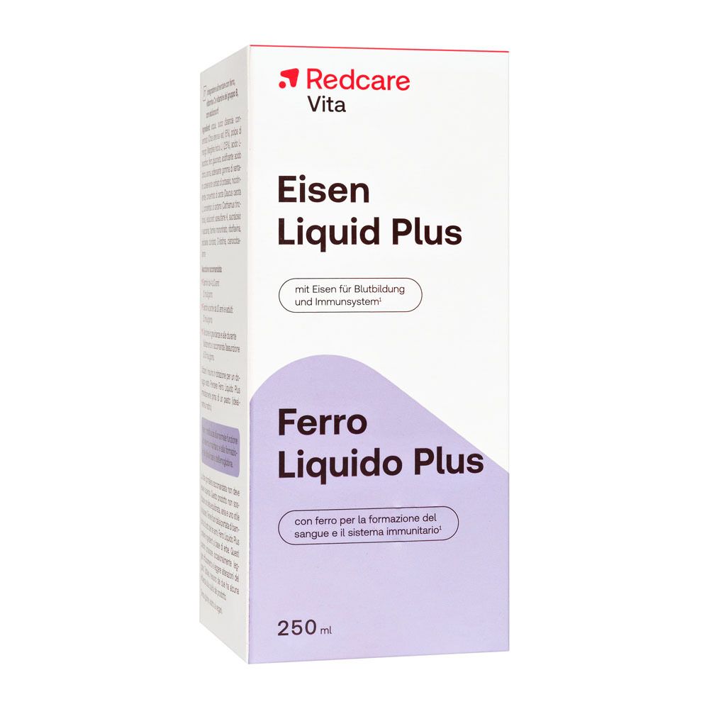 Faltbare Umverpackung für Redcare Vita Eisen Liquid Plus 250ml.