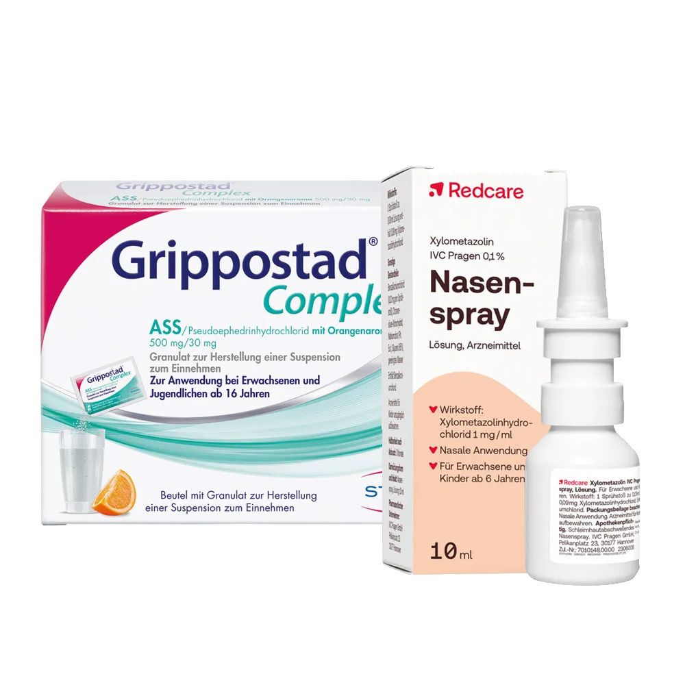 Redcare Xylo 0,1 % Nasenspray + Grippostad® Complex Schnelle Lösung bei Schnupfen und Erkältung