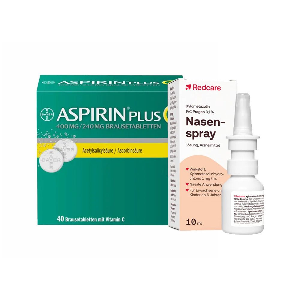 Aspirin® plus C Brausetabletten + Redcare Xylo 0,1 % Nasenspray