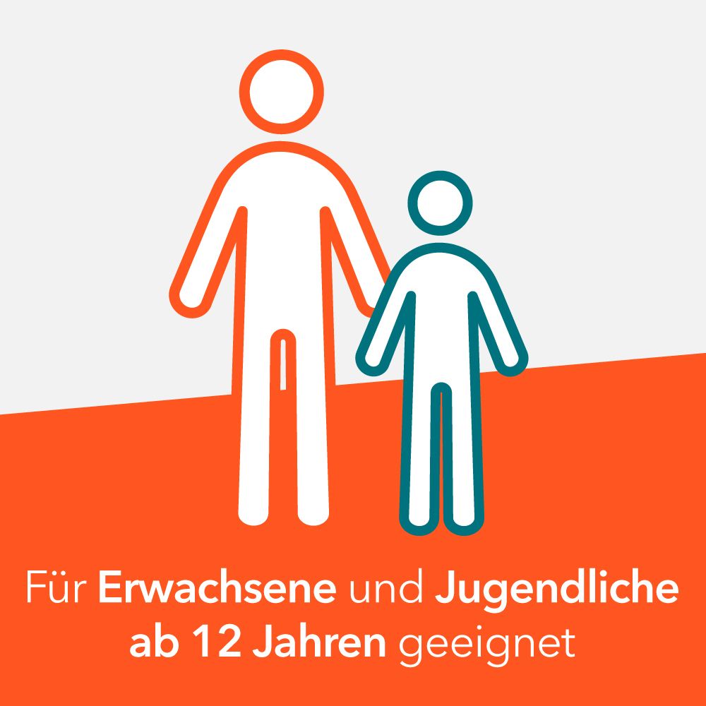 Grafik: Zwei Strichmännchen, ein Erwachsener und ein Kind. Text: Für Erwachsene und Jugendliche ab 12 Jahren geeignet.