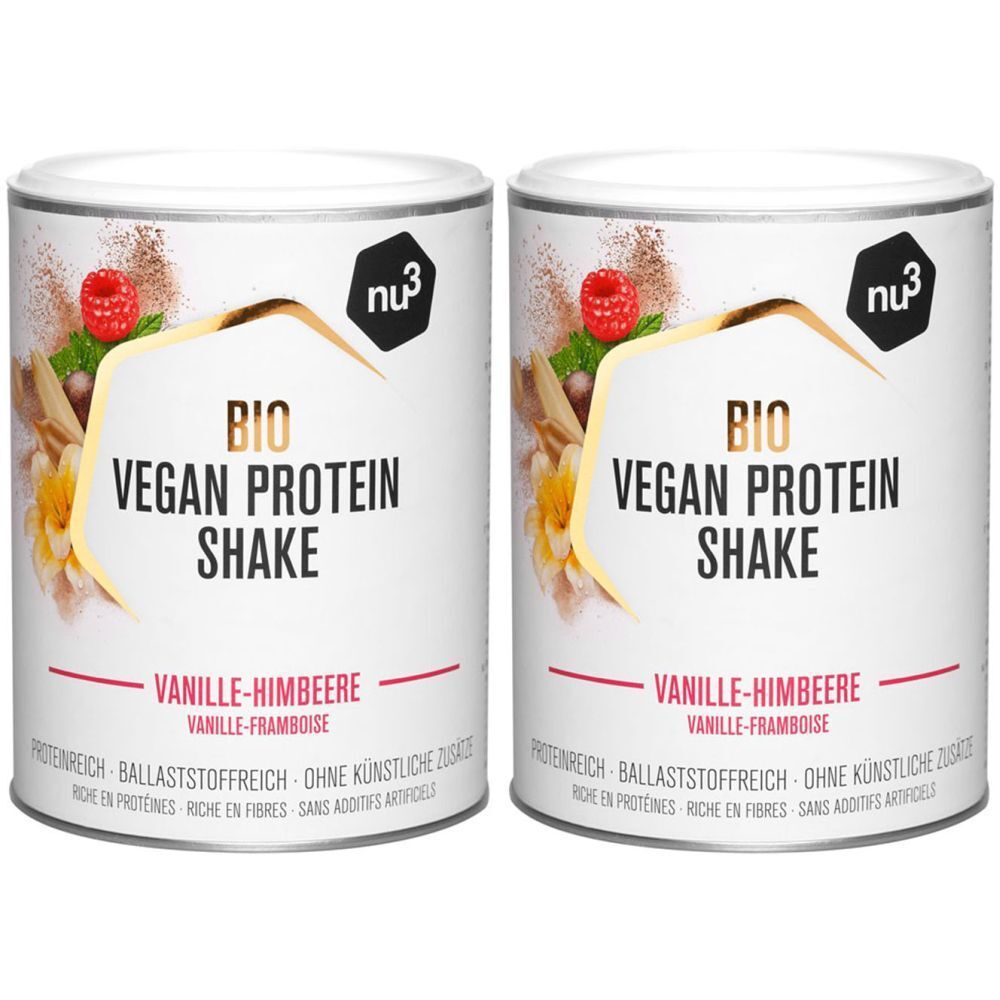 NU3 Organic Vegan Protein Shake, vanille-framboise