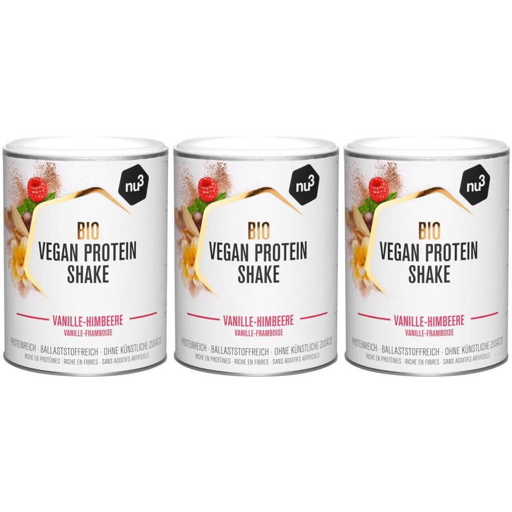 NU3 Organic Vegan Protein Shake, vanille-framboise