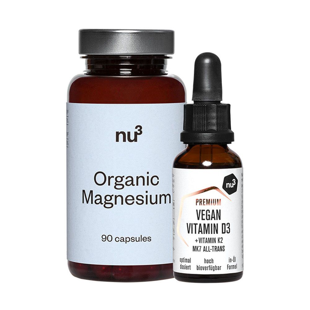 NU3 Gélules de magnésium bio + nu3 Vitamines D3/K2 Vegan