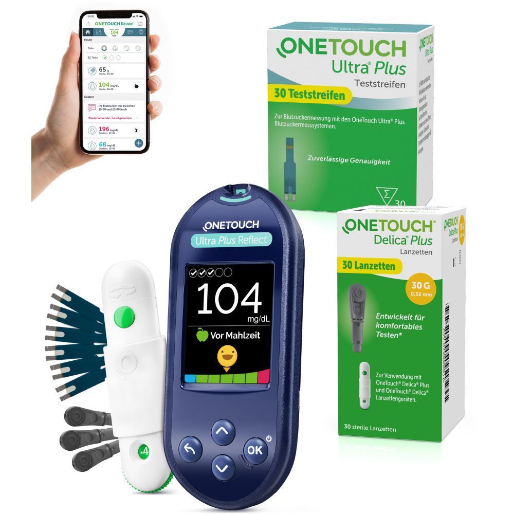 Onetouch Ultra Plus Reflect® Diabetes Starter Set Mgdl 40 Teststreifen 40 Sterile Lanzetten 