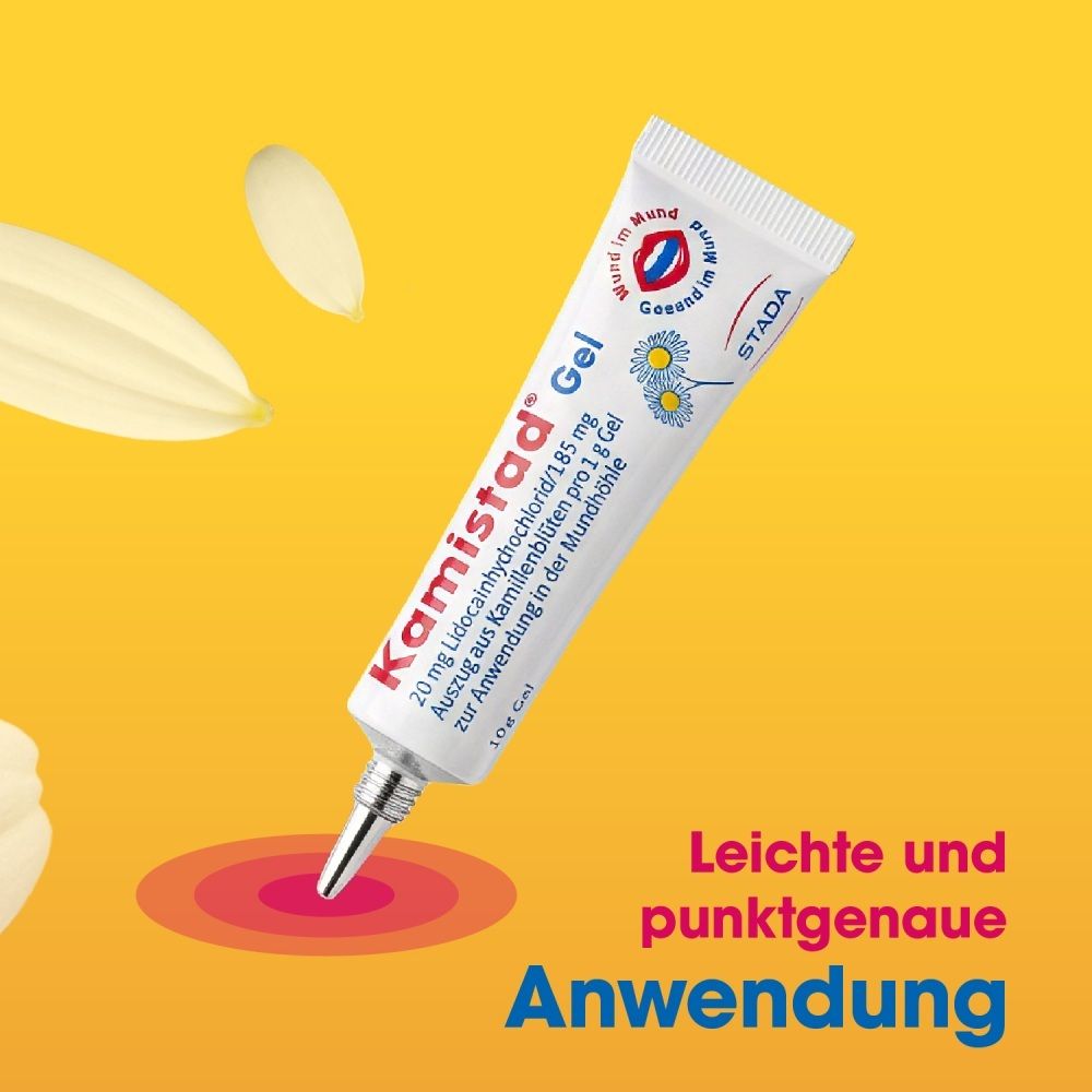 Kamistad® Gel Tube mit Applikator. Leichte und punktgenaue Anwendung bei Mundbeschwerden.