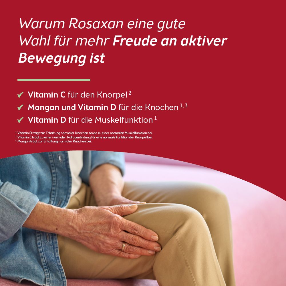 Rosaxan Saft / Tabletten – Nährstoffe für Knorpel, Knochen, Muskelfunktion und Bindegewebe – mit Hagebutte, Teufelskralle und Brennnessel