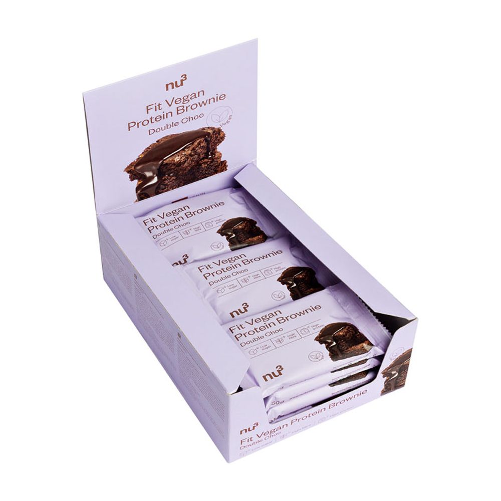 nu3 Fit Vegan Protein Brownie Box 12x50 g Riegel