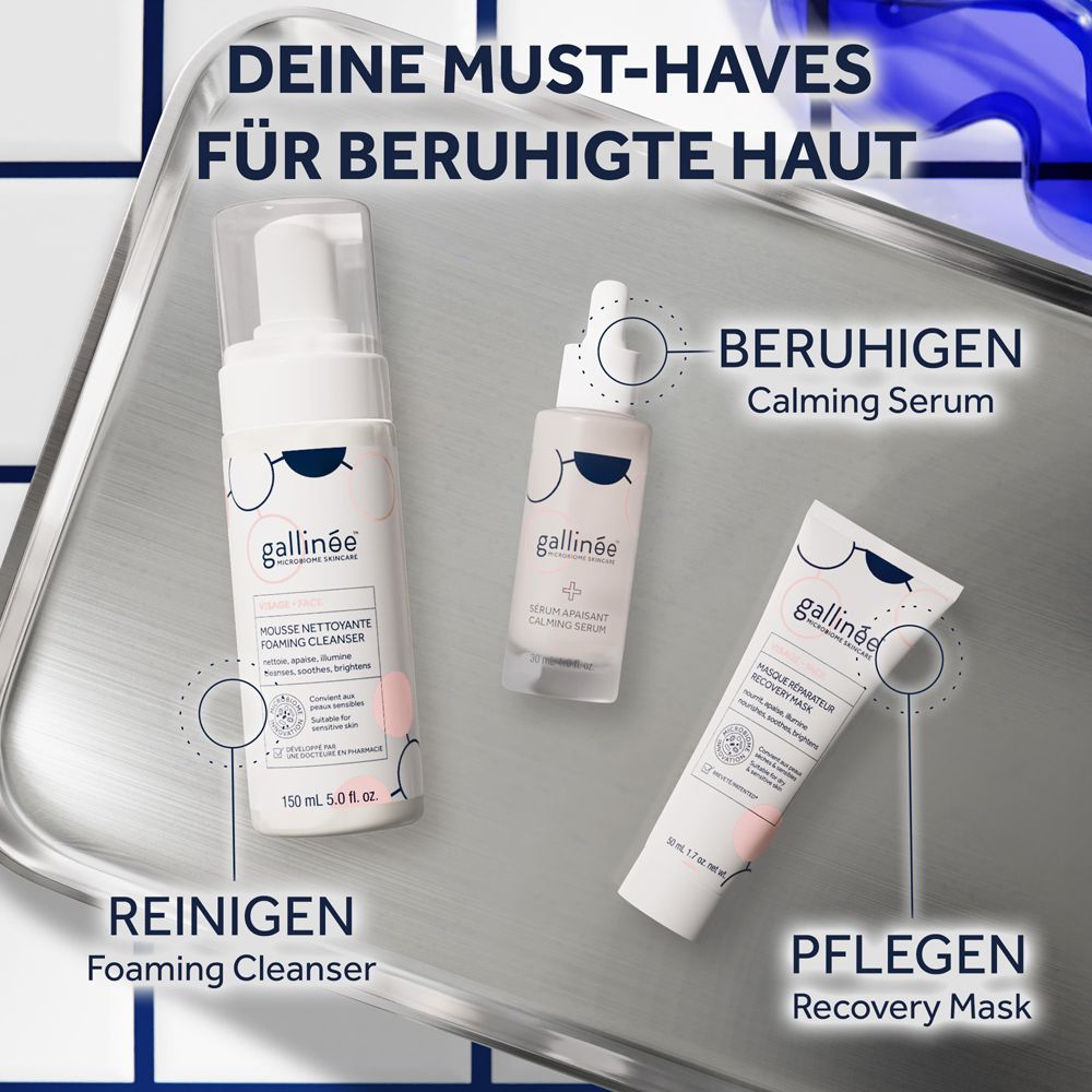 Gallinée Reinigungsschaum, beruhigendes Serum und Maske.