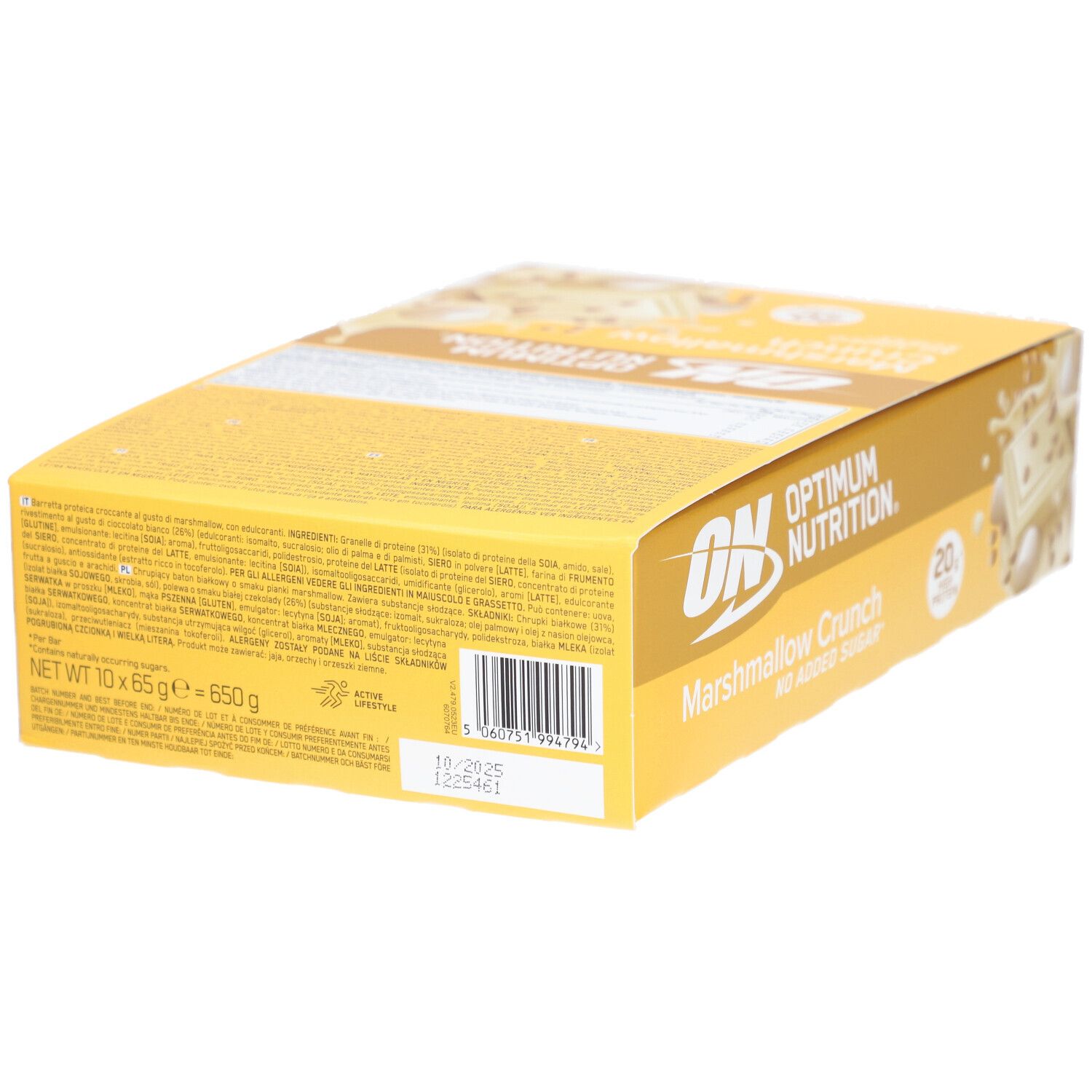 Optimum Nutrition Crispy Protein Bar 65G Marshmallow 10x65 g Riegel