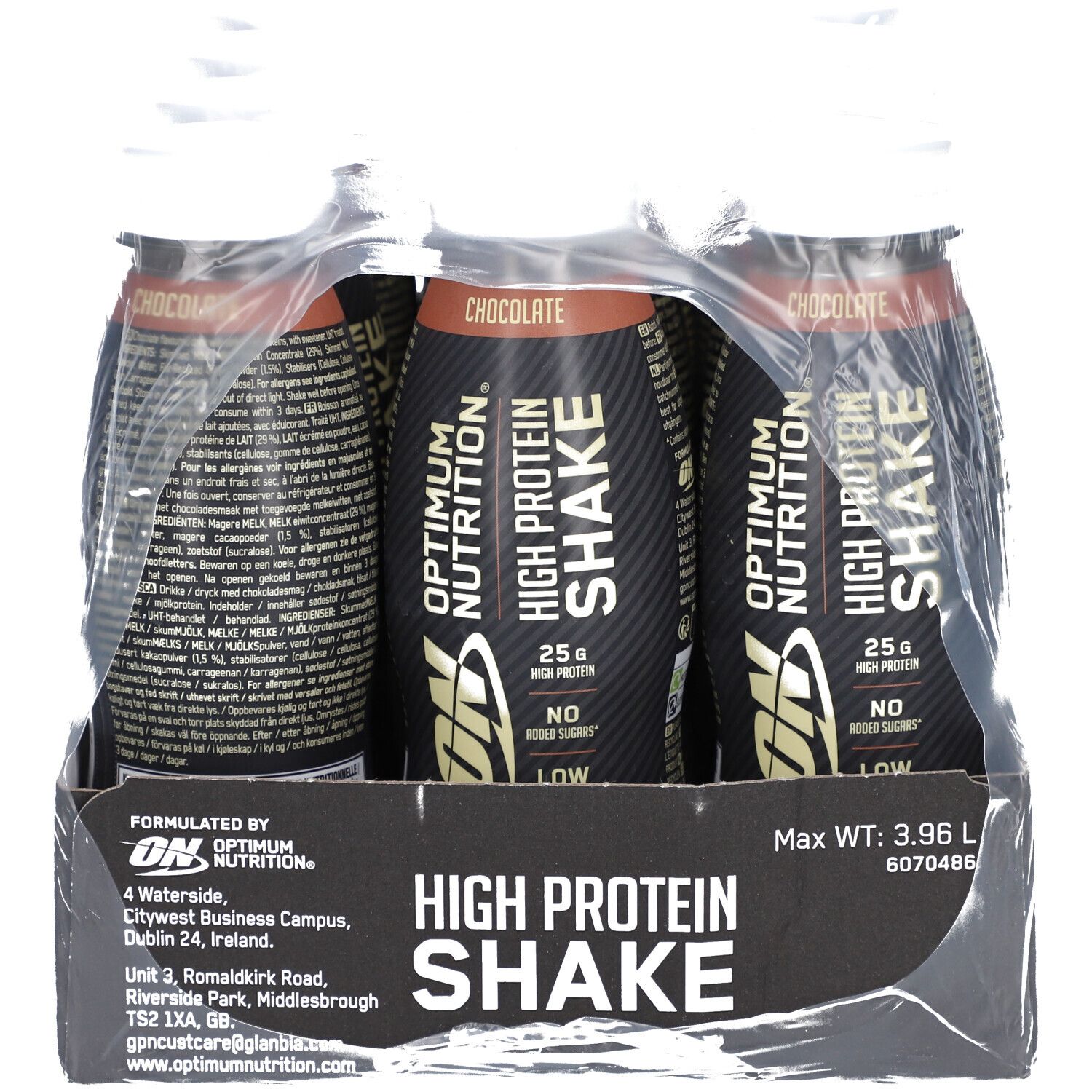 Optimum Nutrition High Protein Shake 330Ml Chocolate 12x330 ml Milch