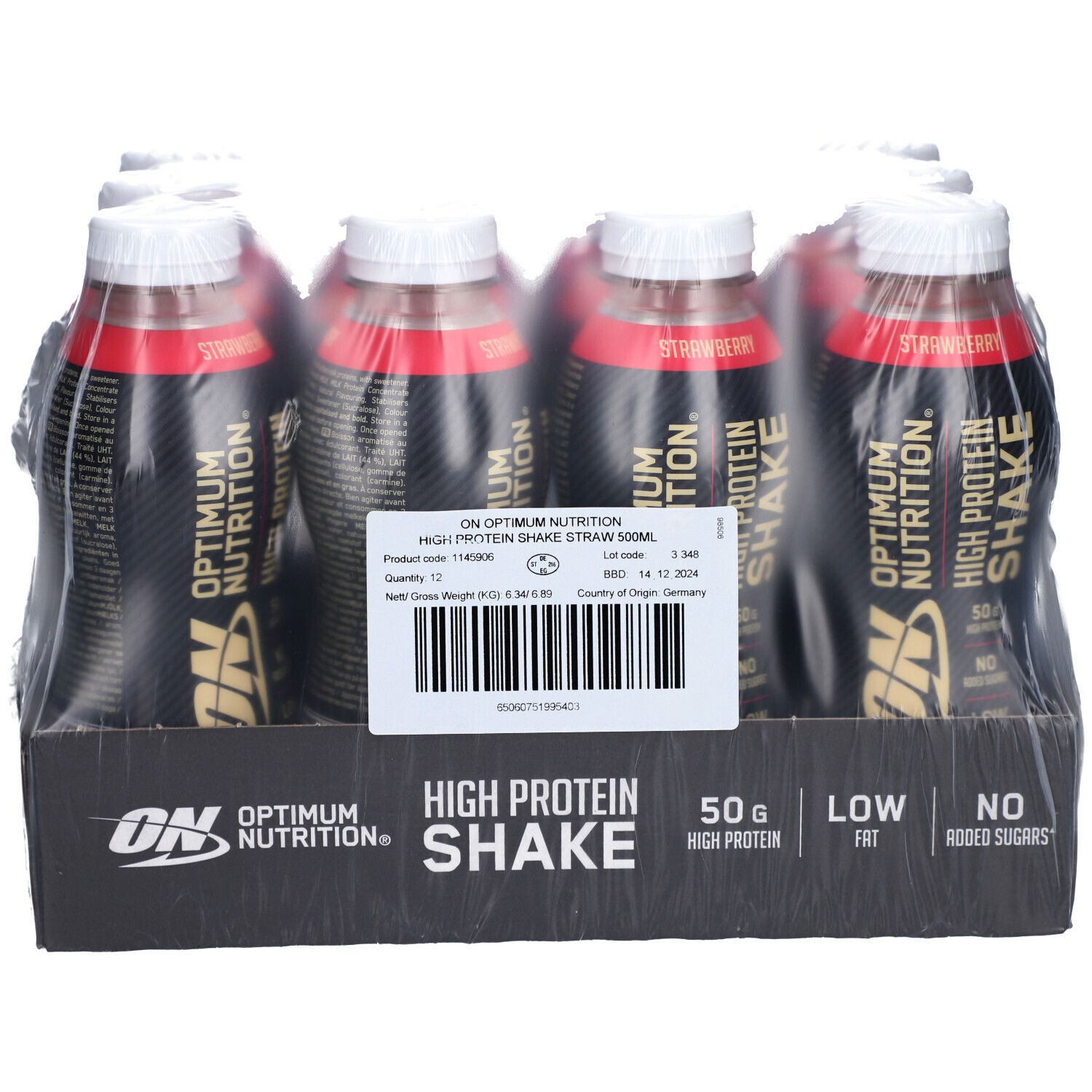 Optimum Nutrition High Protein Shake Strawberry 12x500 Ml Shop Apotheke 4957