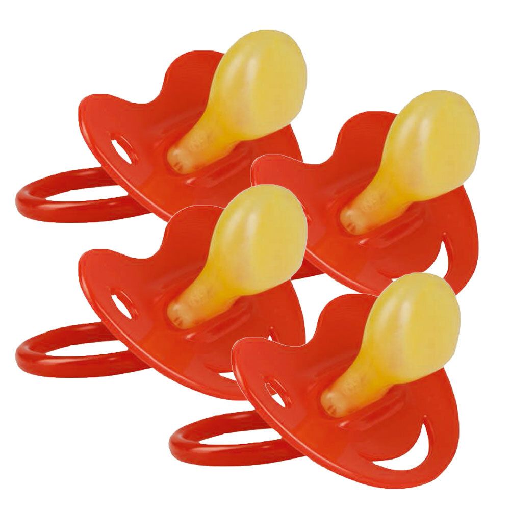 Baby-Frank® Beruhigungssauger Kieferorthopädisch Latex 6-18 Monate rot/gelb