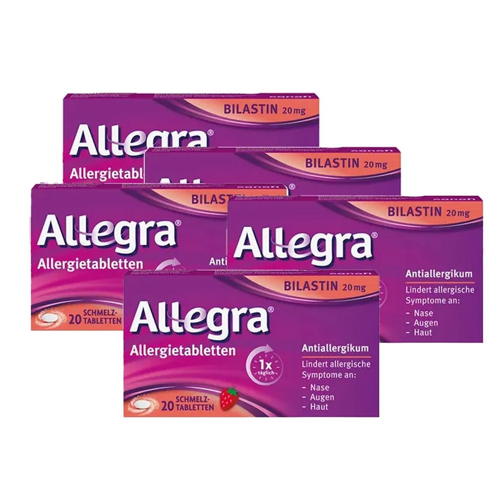 Allegra Schmelztabletten bei Heuschnupfen und ganzjährigen Allergien | Praktisch für unterwegs | Schmelzen auf der Zunge
