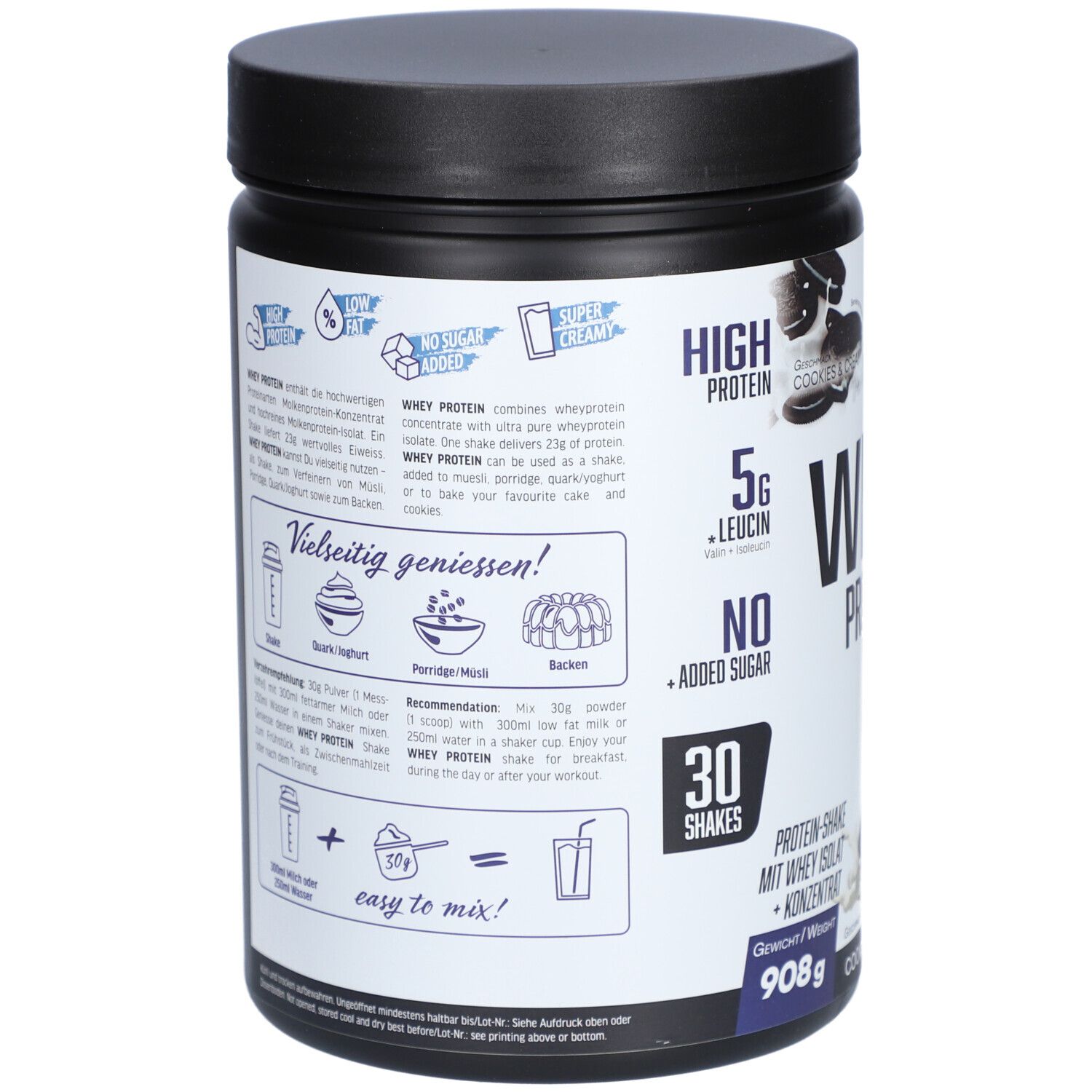 Whey Protein, Cookies & Cream, 908g 908 g Pulver