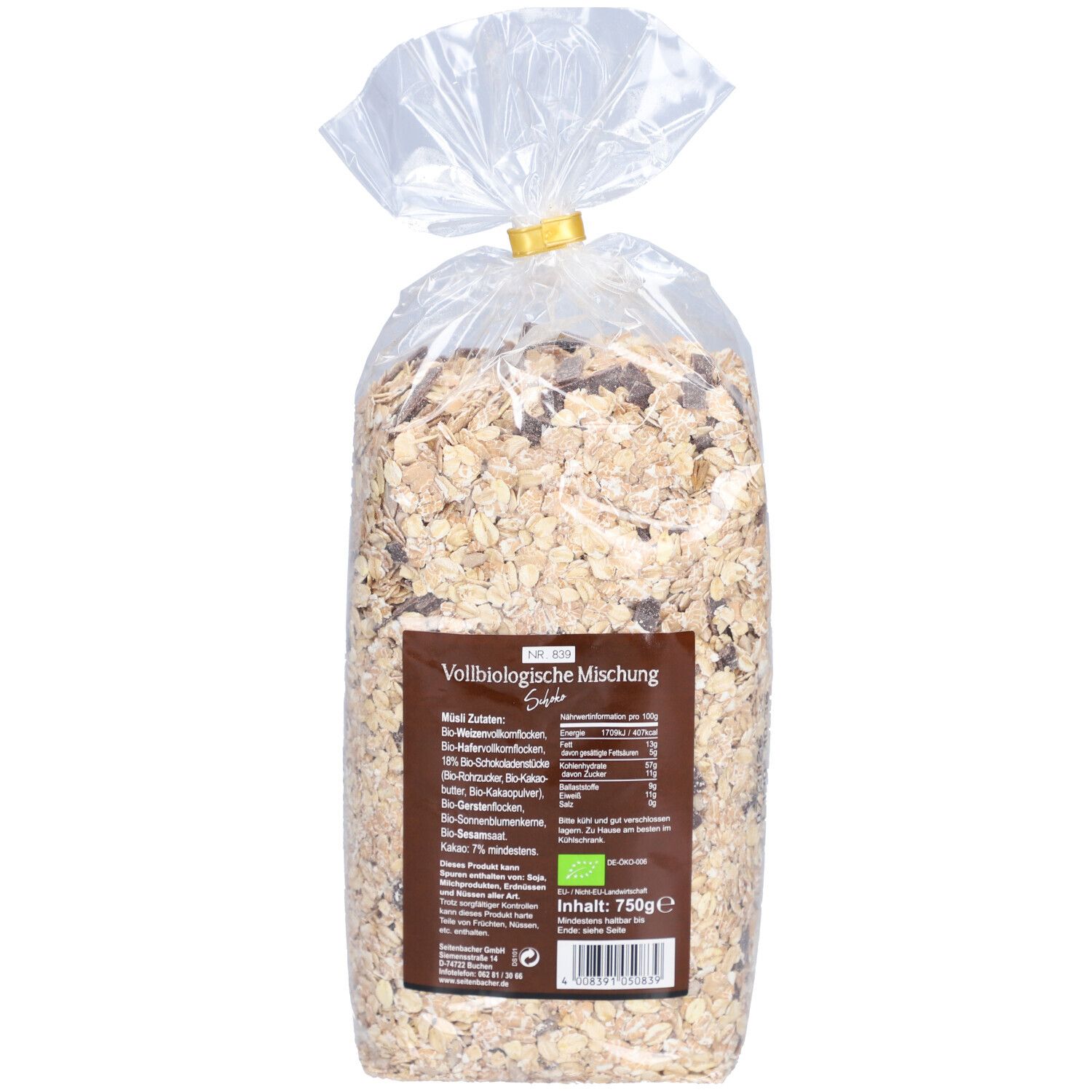 Seitenbacher voll-biologisches Schoko Müsli 750 g