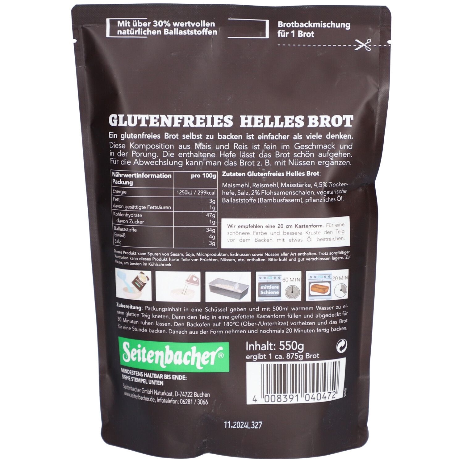 Seitenbacher Glutenfreies Basisbrot 550 g