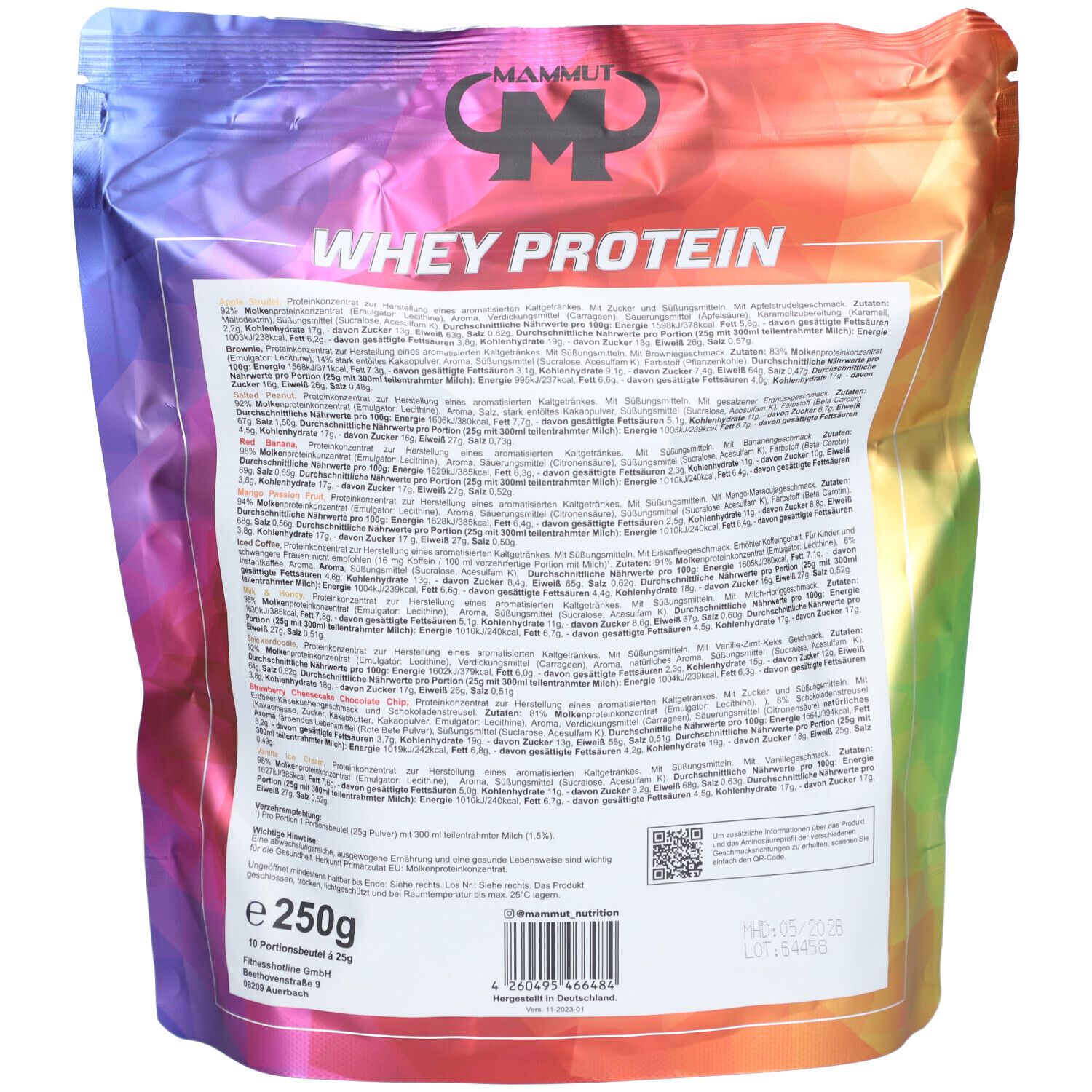 Whey Protein - Mix Beutel 10 x 25 g Portionsbeutel verpackt im Zipp 10x25