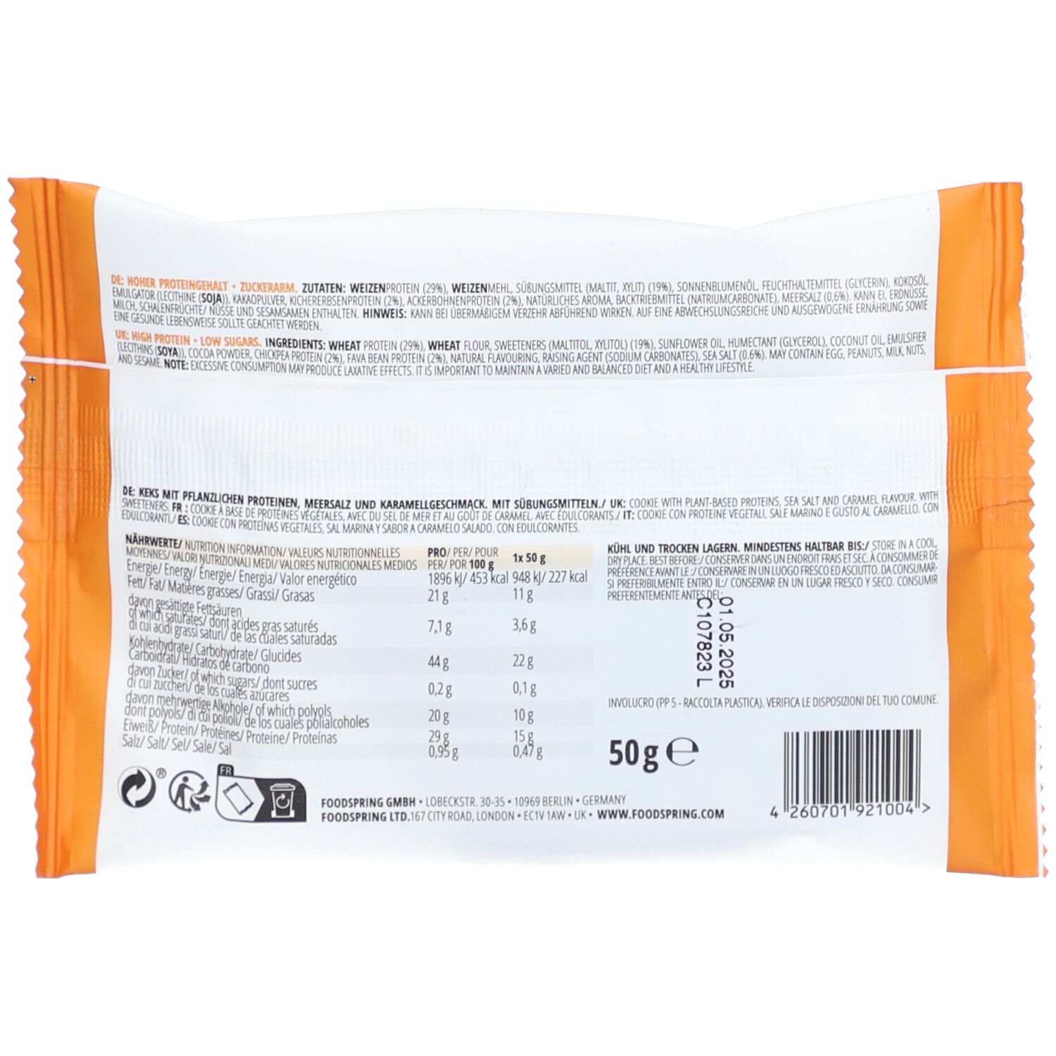 Foodspring Protein Cookies Vegan Salted Caramel 50 g Kekse