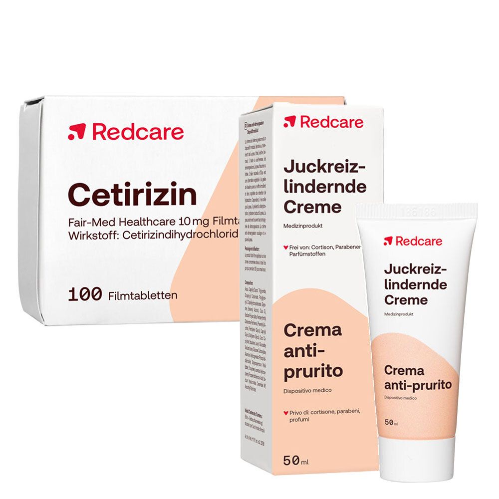 Redcare Cetirizin + Redcare juckreizlindernde Creme