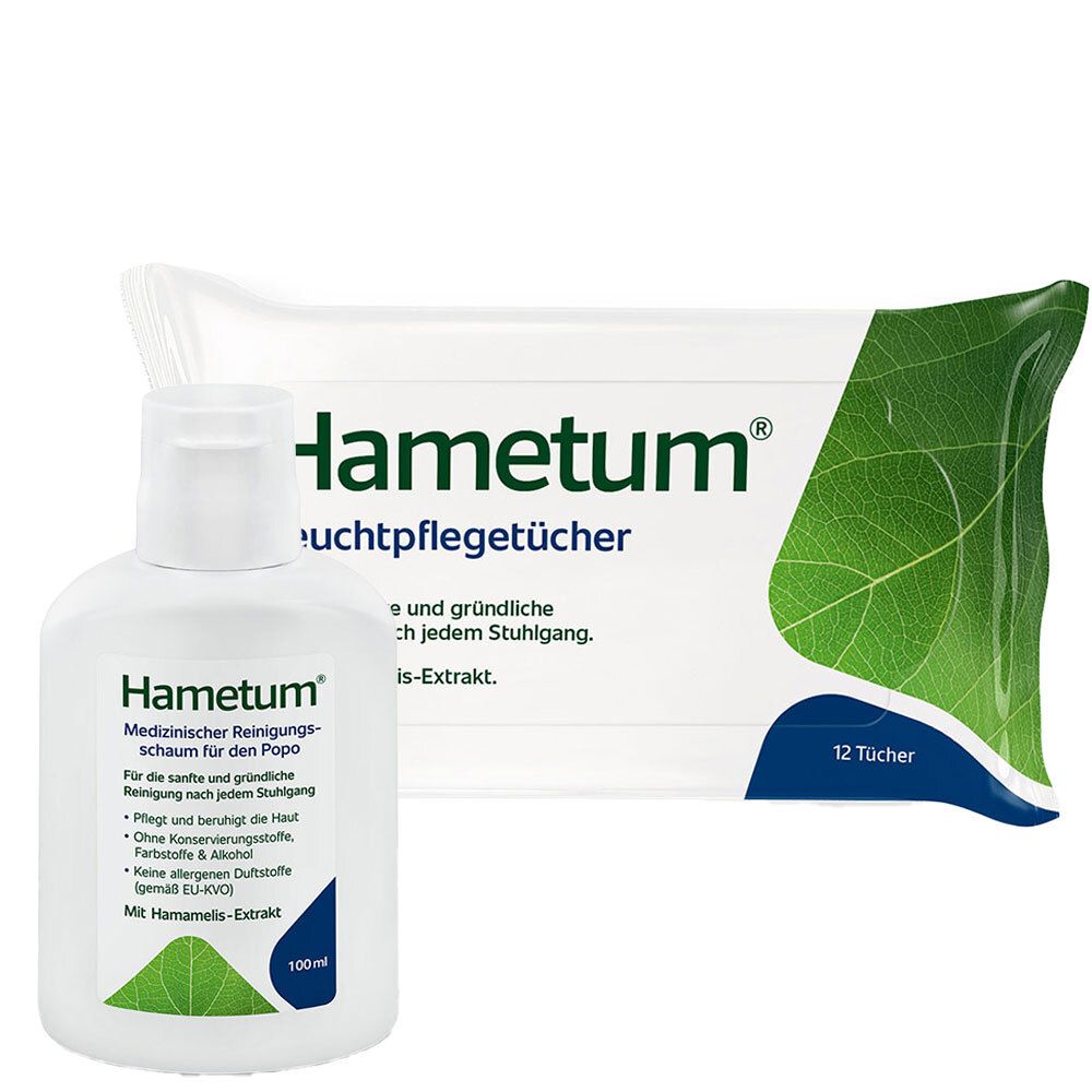 Hametum®-Feuchtpflegetücher + Hametum® Medizinischer Reinigungsschaum für den Popo