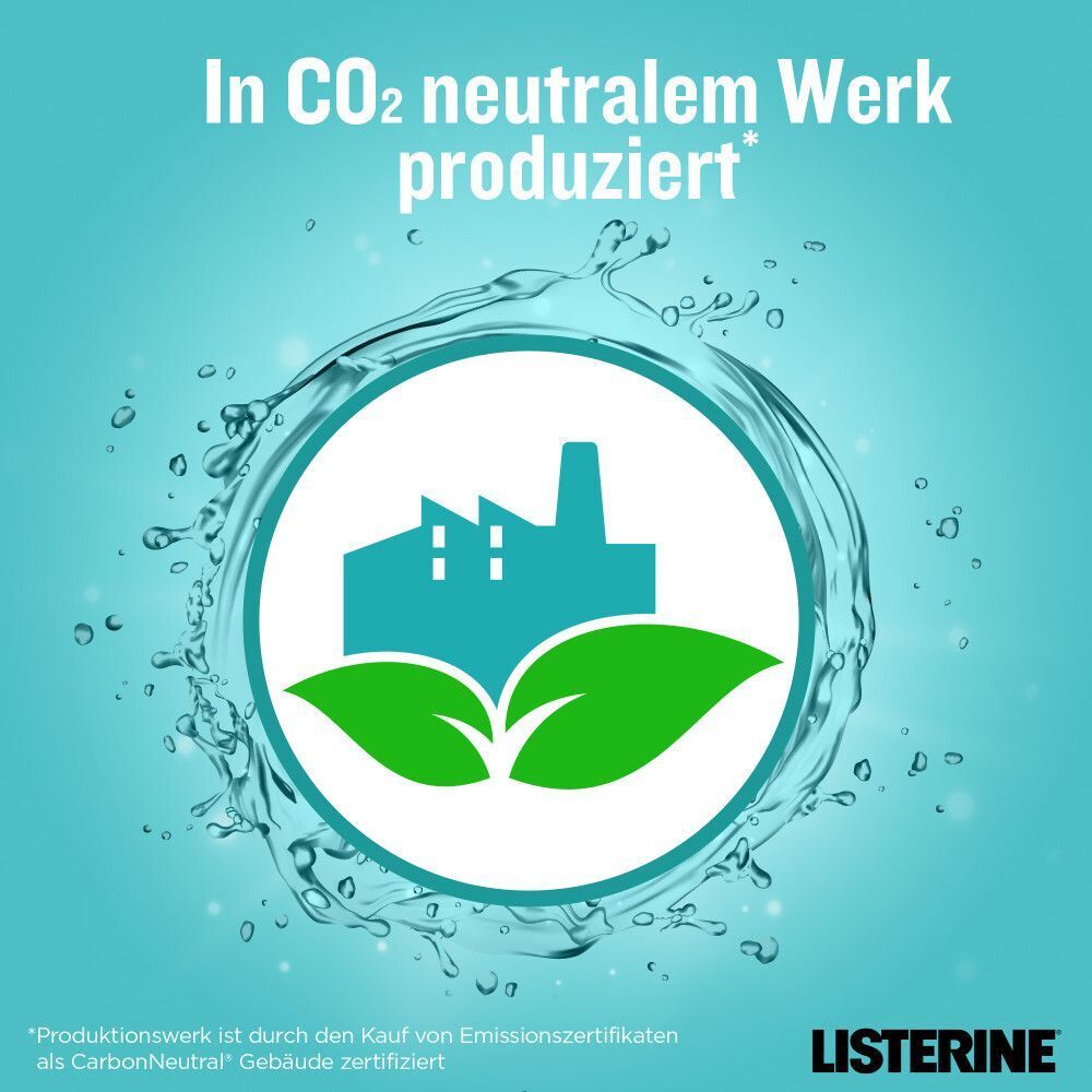 Symbol: In CO2 neutralem Werk produziert. LISTERINE.
