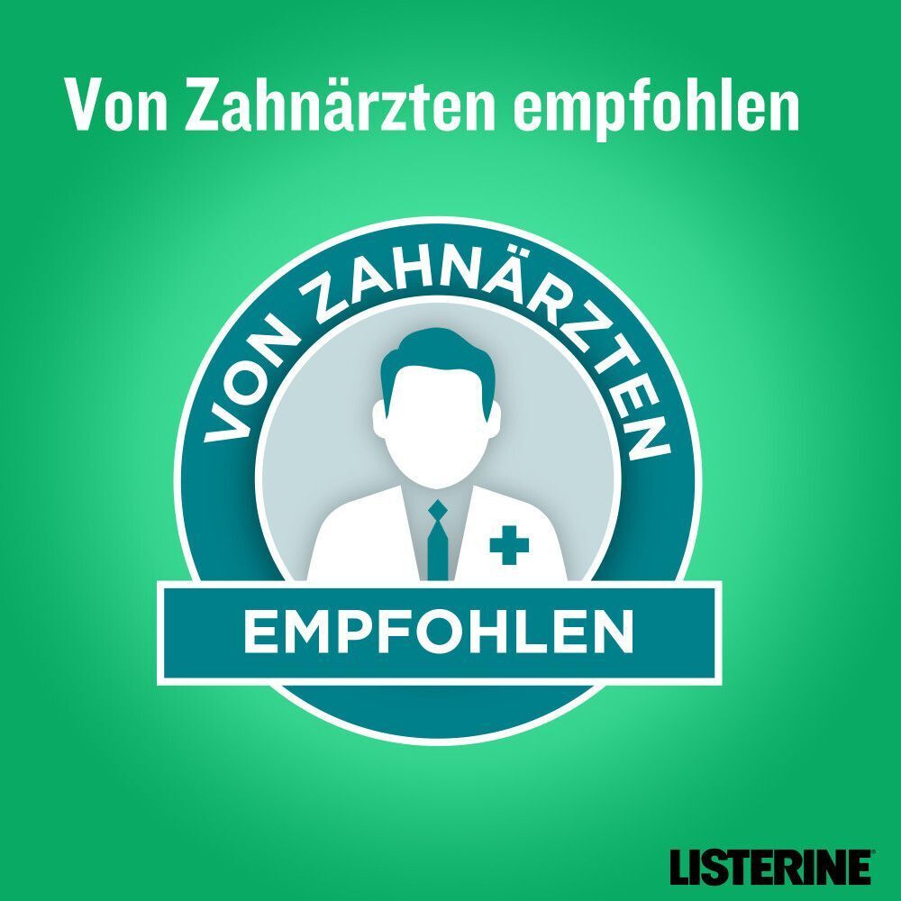 Siegel 'Von Zahnärzten empfohlen' für LISTERINE® Mundspülung.