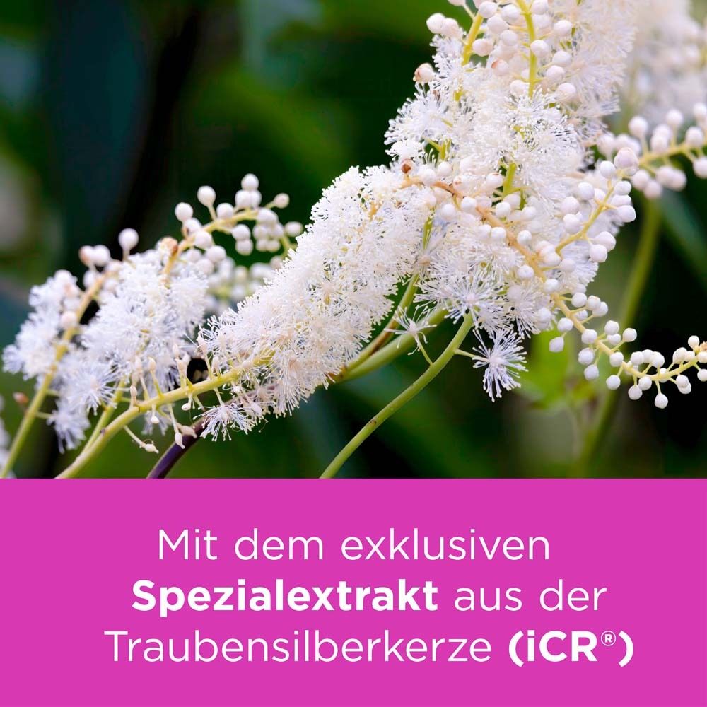 Pflanzen mit Text: Mit dem exklusiven Spezialextrakt aus der Traubensilberkerze (iCR®).